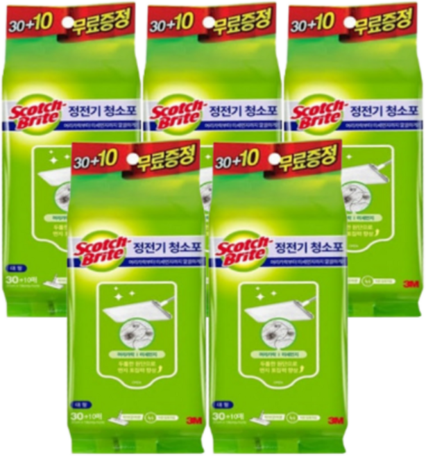 3M 정전기 청소포 대형 40매, 5개