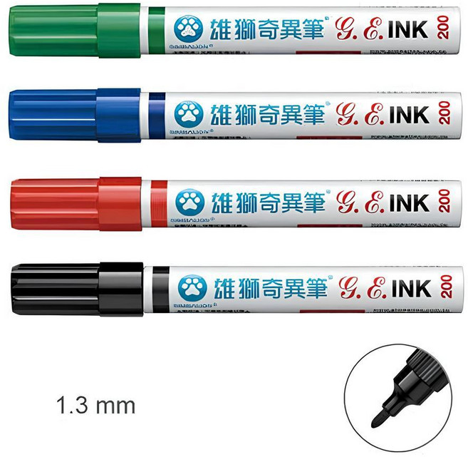 雄獅 NO.200 油性速乾奇異筆 1.3mm, 黑, 1個