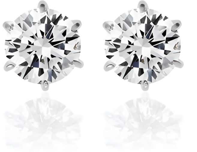 아데트 여성용 지르코니아 엘리 라운드 귀걸이 6.5mm 1캐럿