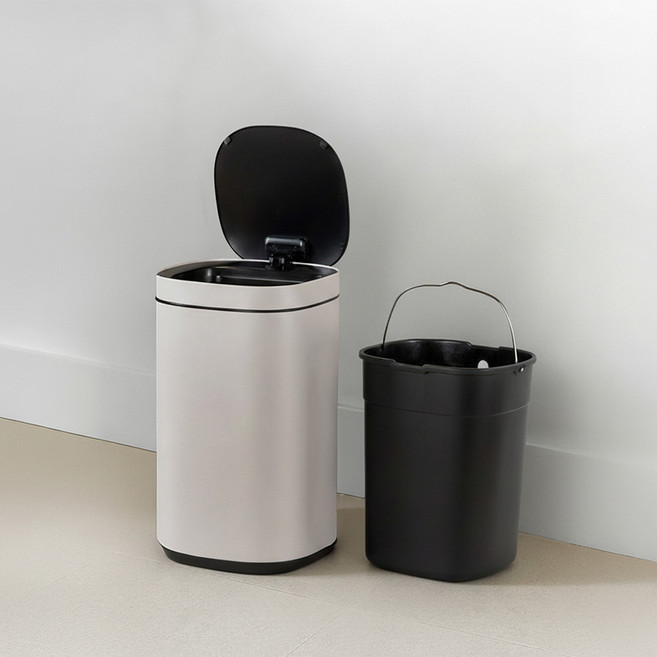 [스마트포크] 자동센서 휴지통 12L 20L 30L 종량제 내부보조통 냄새차단 기저귀 인테리어 가정용 사무실용 주방용, 그레이