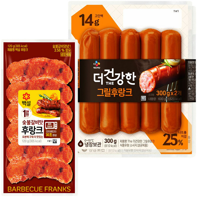 백설 숯불갈비맛후랑크120g 1개+더건강한 그릴후랑크300g 2입, 300g, 1개