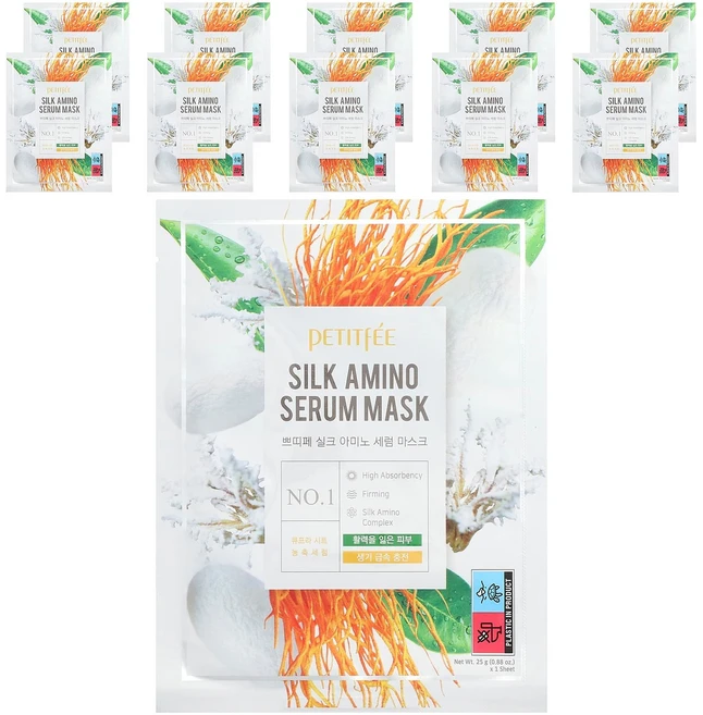 쁘띠페 실크 아미노 세럼 뷰티 마스크 10매 각 25g PTT-85003 - 쿠팡