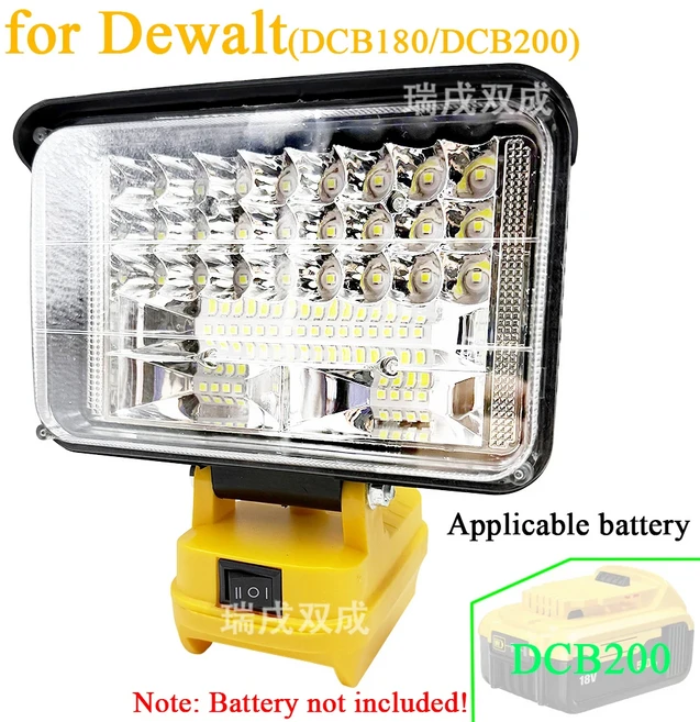 후크 달린 무선 작업등 마키타 보쉬 디월트 밀워키 료비 18V 리튬 이온 배터리 손전등 USB 포함 비상등 35W, 03 For Dewalt, 03 For Dewalt
