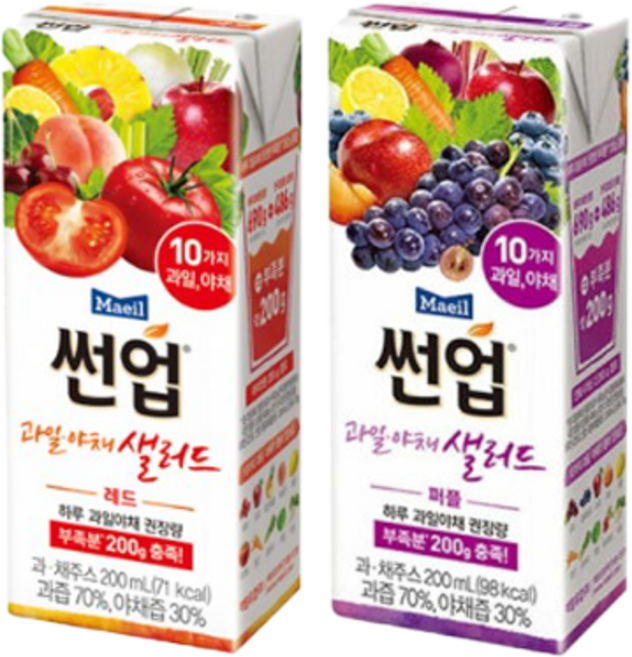 썬업 과일야채샐러드 200ml 레드12팩+퍼플12팩, 1세트