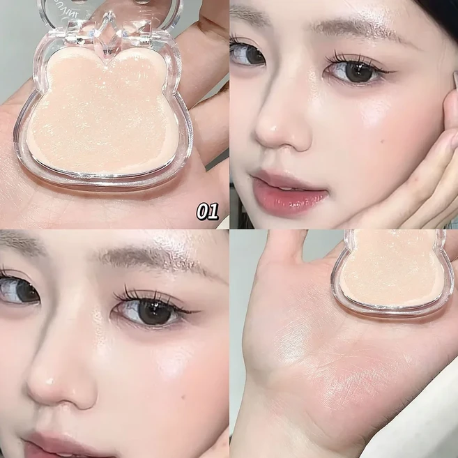 습식 및 밝은 형광펜 플레이트 천연 워터 클리어 컨투어 쉐이딩 페이스 귀여운 토끼 블러셔 크림 메이크업