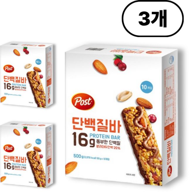 포스트 단백질바, 500g, 3개