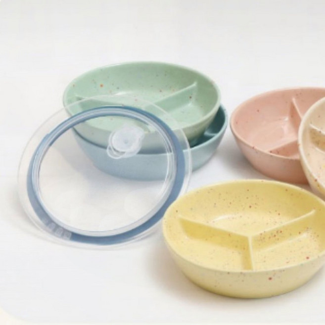 도자기 3구 나눔접시 찬기 반찬그릇 식판 다이어트 브런치 홈카페 플레이팅 식기, 1개, 1jsb 그린