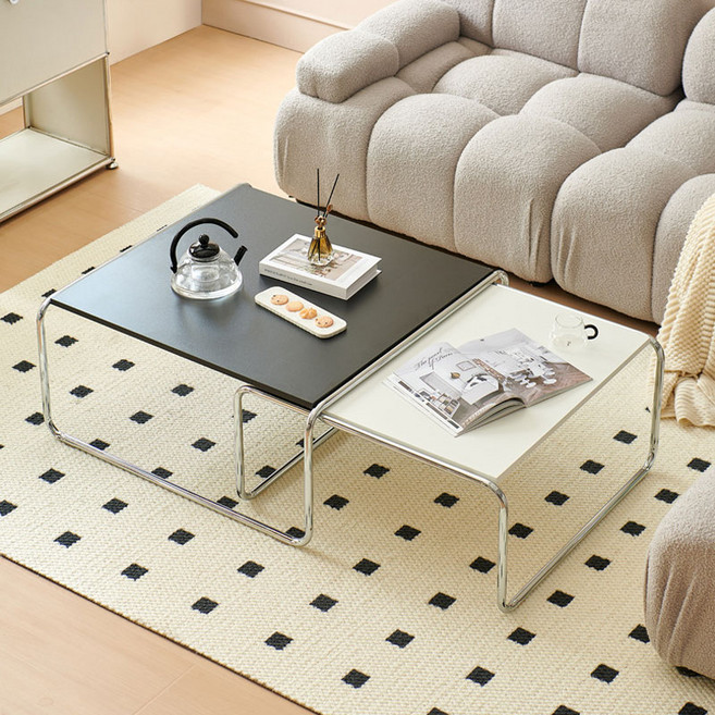 SeekFun 거실 테이블 튼튼한 심플 모던 인테리어 다용도 티테이블 700mm 800mm, 블랙 80