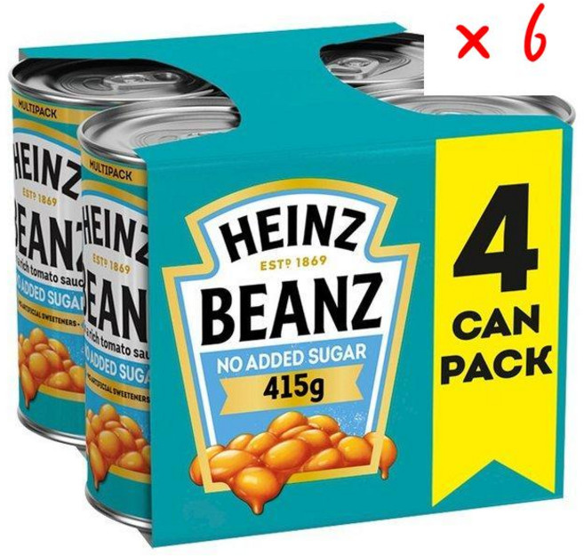 하인즈 No 애디드 슈가 베이크 빈스 리치 토마토 소스, 415g, 6개