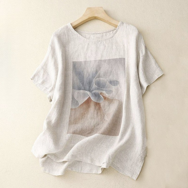 여성용 루즈핏 티셔츠 여름 캐주얼 반팔 상의