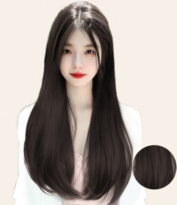 이쁘다샵 가발위드 긴머리 부분가발 슬림 스트레이트 3피스 세트, 네츄럴블랙65cm, 1개