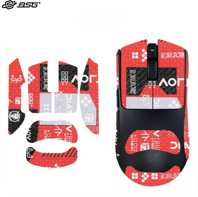 BSG 레이저 VIPER 바이퍼 V4 PRO 마우스 전용 그립테이프 풀커버 바브삼 논슬립패치 스티커 보호스킨 땀방지 변색방지 BTL, 1개, 레드