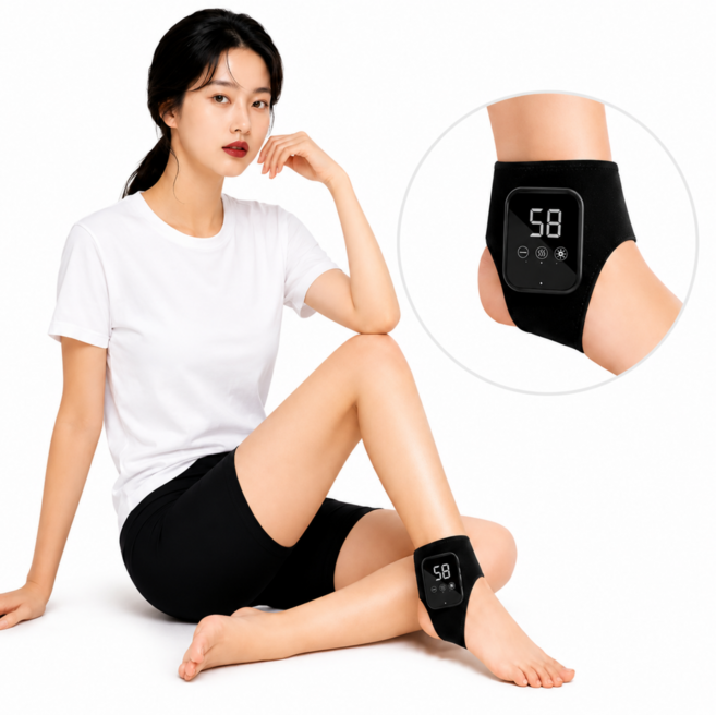 루미닥터스 발목 온열 마사지기 2PCS 발목 보호대형 진동 찜질 케어, 블랙 2PCS, CL-2888