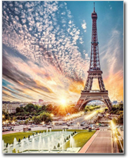 마미샵 캔버스형 액자 보석십자수 DIY 키트 세트, 1세트, 15. 밝아오는 에펠탑