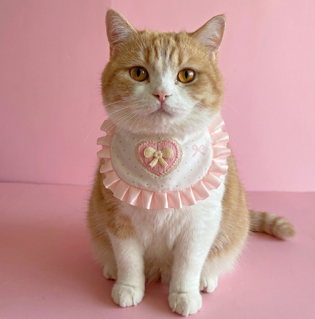 반려동물 강아지 고양이 귀여운 턱받이 프릴 케이프, 1개, 화이트