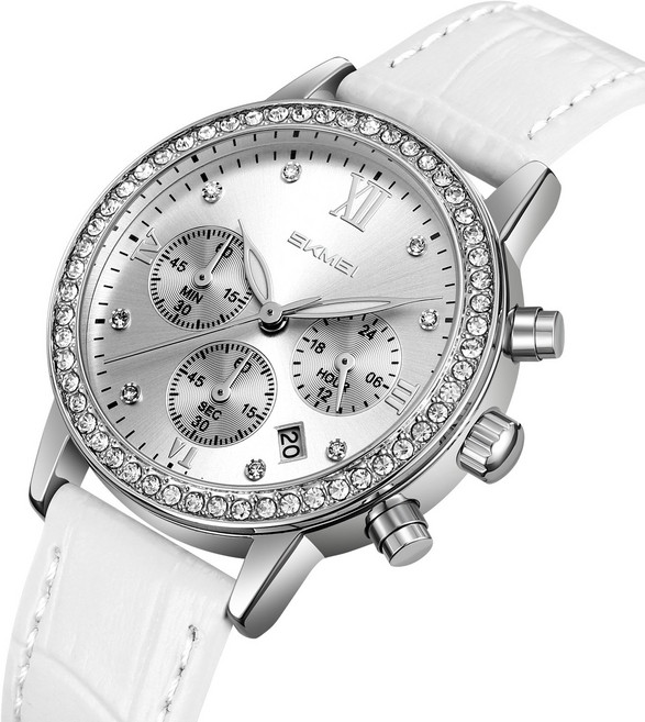 SKMEI 9384 여성 데일리 패션 가죽 시계 심플 큐빅 디자인 여자 시계