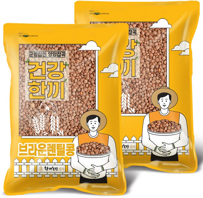 한끼농산 브라운렌틸콩 슈퍼푸드, 2kg, 2개