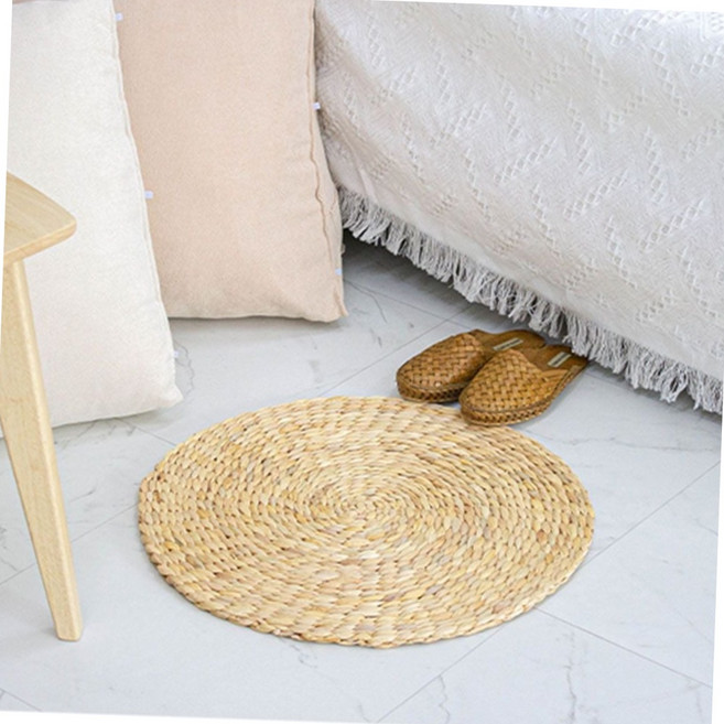 앤틱 핸드메이드 수초 원형 러그 50cm 빈티지 인테리어 매트 홈데코 라탄매트