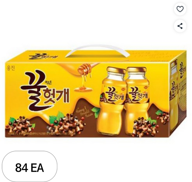 웅진 꿀먹은 헛개 음료, 180ml, 84개