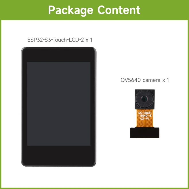 Waveshare ESP32S3 2인치 정전식 터치 디스플레이 개발 보드 240×320 픽셀 있는 IPS 패널 32비트 LX7, 02 with OV5640 camera