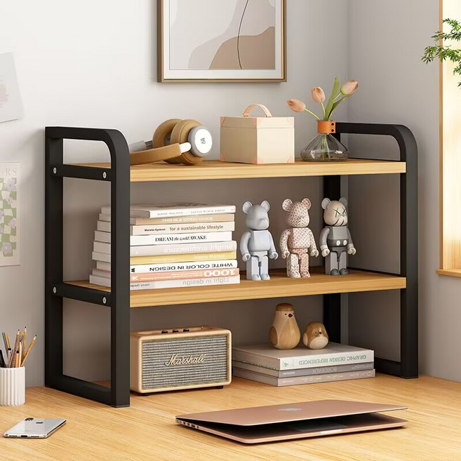 거와스 높이조절 다용도 3단 책상 정리 선반, 블랙