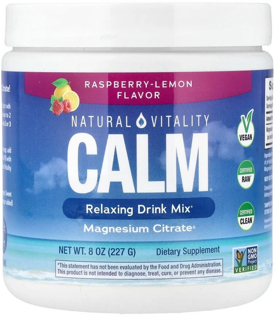 네츄럴바이탈리티 CALM 스트레스 방지 드링크 믹스 라즈베리 레몬 226g(8oz), 226g - 쿠팡