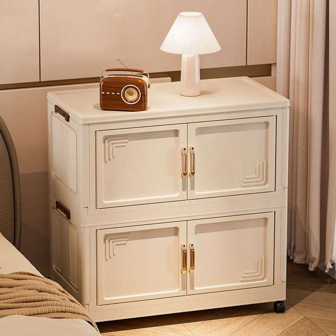 Frokom 접이식 폴딩 리빙박스 다용도 이동식 수납함 홈정리 대용량, 화이트