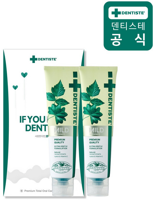 덴티스테 2P 선물세트 마일드 치약 160g 2개 (쇼핑백 증정)