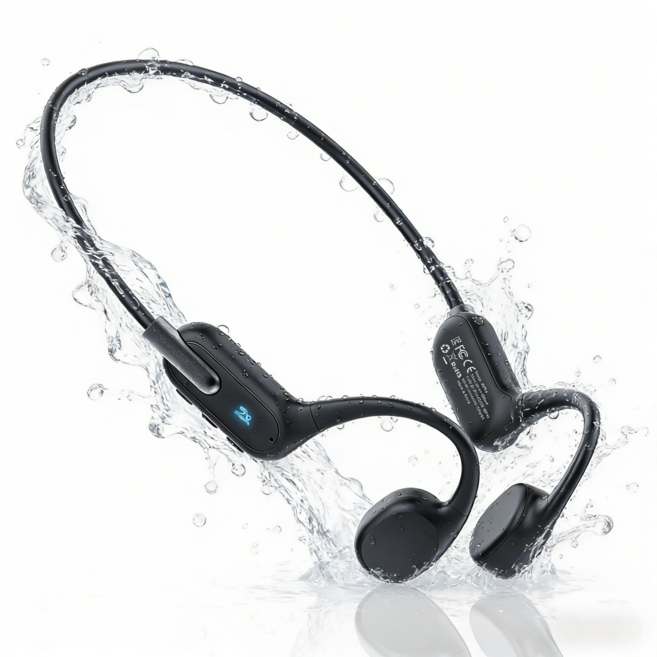 인플리바타 골전도 초소형 IPX8 완전방수 내장 MP3 무선 블루투스 6.0 이어폰, 블랙, X6Pro