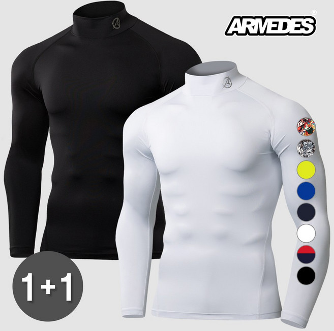 아르메데스 남성용 기능성 긴팔 터틀 언더레이어 2매세트