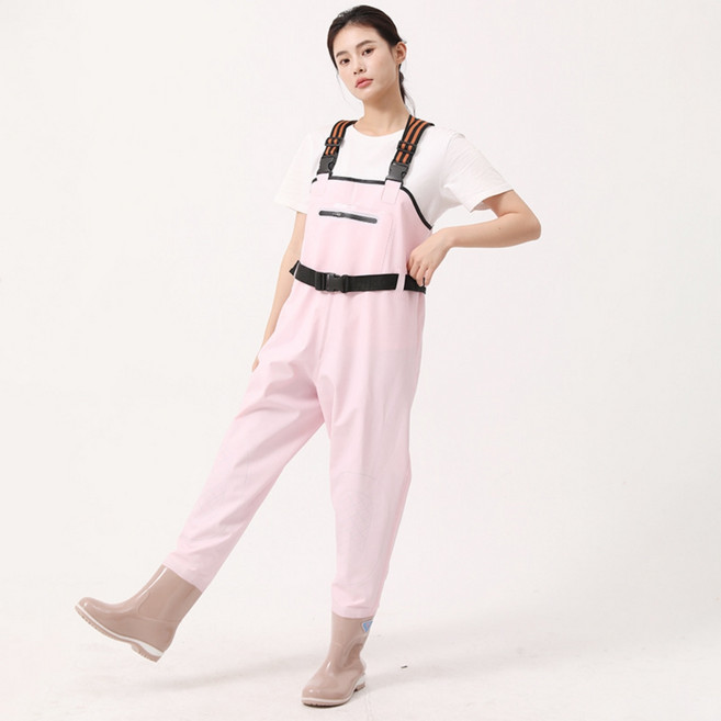 가슴장화 여성용 낚시장화 웨이더 허벅지장화 해루질 전신장화 펭귄가슴 농사용 모내기 갯벌체험, 245, 라이트핑크