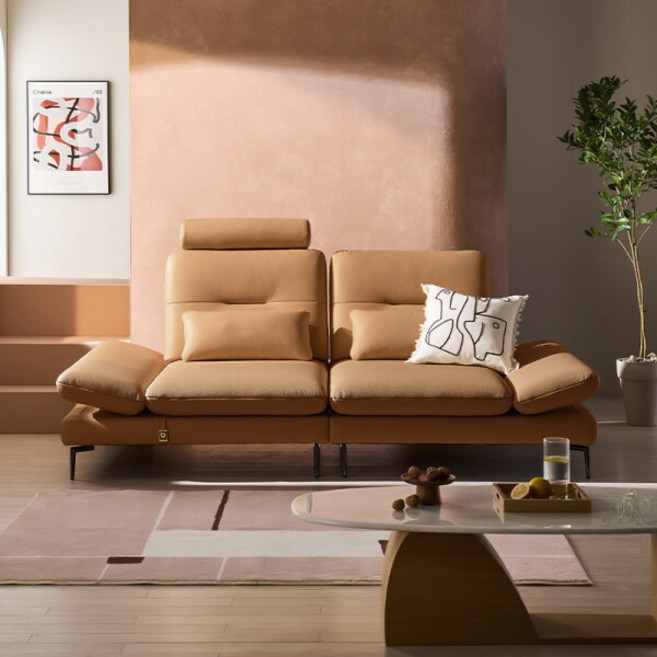 [다우닝] 미니언 3인 스윙 전체 천연가죽 소파+스툴, 색상:블랙