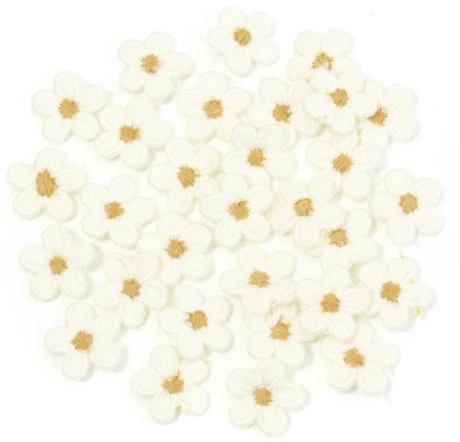 30 개/몫 1.5CM 자수 미니 꽃 패치 장식 가방 액세서리 의류 손 다채로운 바느질 DIY