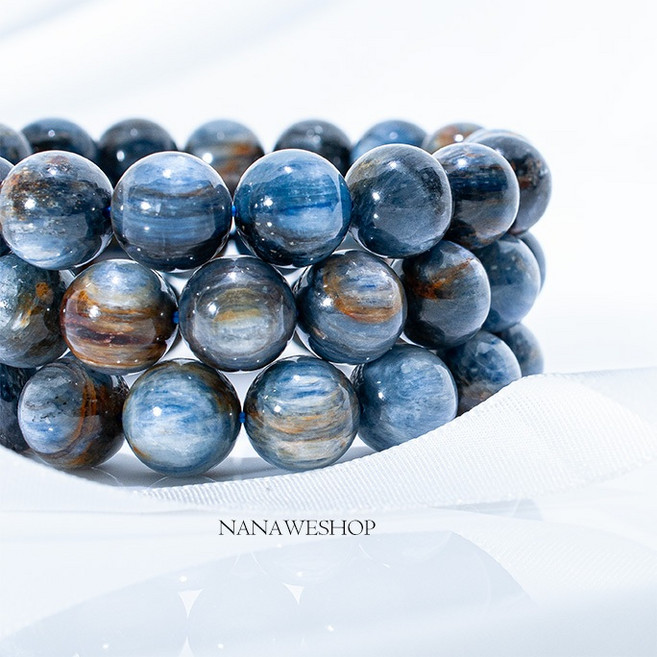 NANAWESHOP 油畫藍晶手串 礦石串珠手鍊 獨特油畫色調