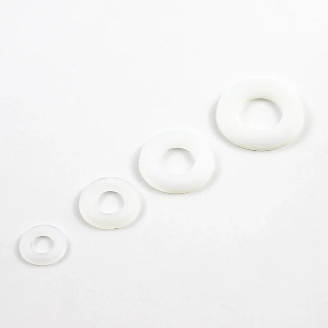 블랙 화이트 나일론 플랫 와셔 가스켓 M2 M2.5 M3 M4 M5 M6 M8 M10 M12 M16 플라스틱 플레인 씰링 와셔 스, M4x8x0.5, 100pcs, 07 M4x8x0.5 100pcs