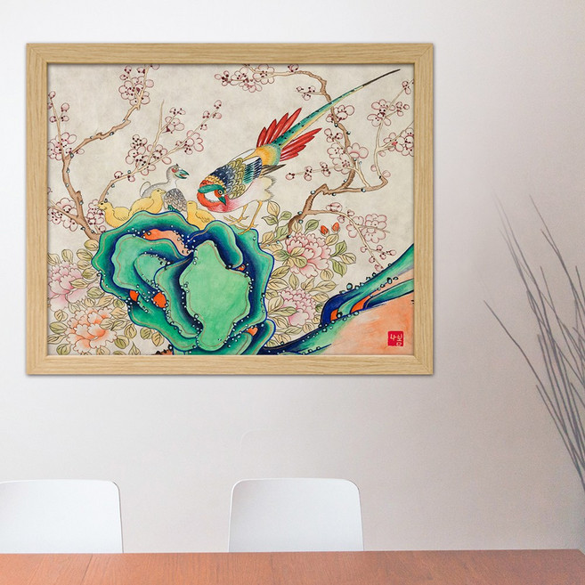 나봄갤러리 화조도 꿩 새그림 모란그림 민화, 3.내츄럴 액자
