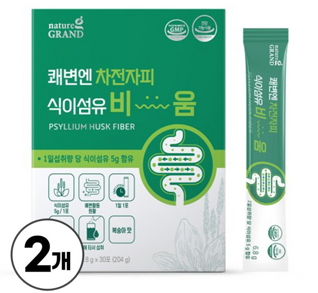 쾌변 엔 차전자피 식이섬유 비움 프락토올리고당 푸룬 농축 분말 가루, 204g, 2개