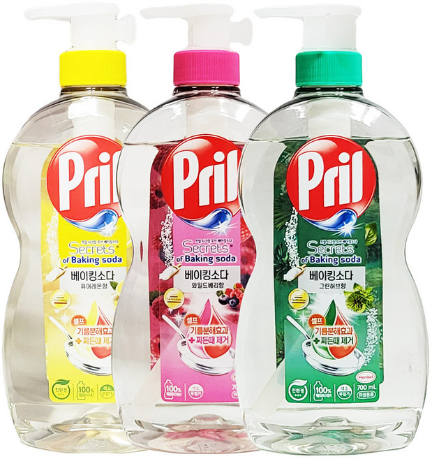 프릴 베이킹소다 주방세제 용기 3종 레몬+베리+허브, 1개