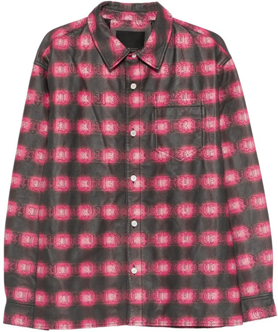 퍼플브랜드 플레이드 레더 재킷