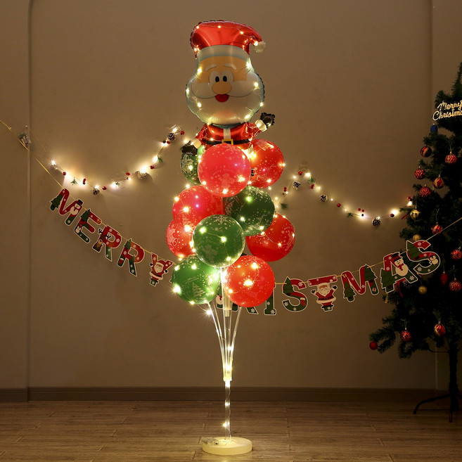 [피앤비유니티]크리스마스 산타 루돌프 눈사람 지팡이 LED라이트풍선기둥 13두, 04)산타 시리즈-LED 하이산타 풍선기둥