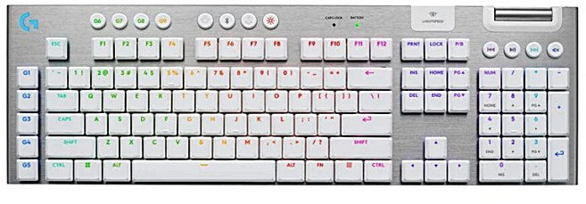 羅技 G915 X LIGHTSPEED RGB 觸感軸 纖薄 無線 機械式 遊戲鍵盤 白色, 觸覺軸
