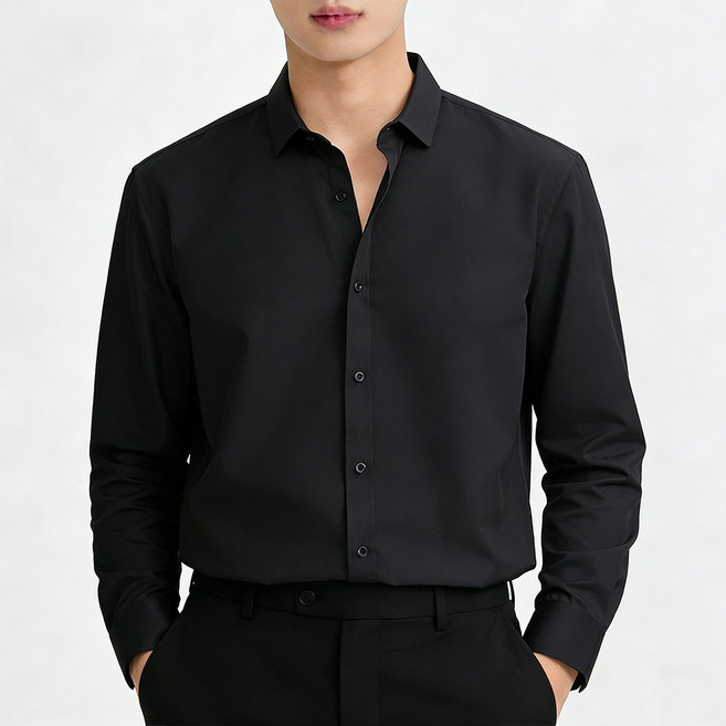 남성용 구김 없는 링클프리 베이직 긴팔 셔츠