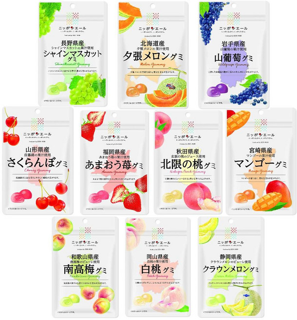 니폰에일 과일 젤리 과즙 구미 일본젤리 10종 세트, 40g, 10개