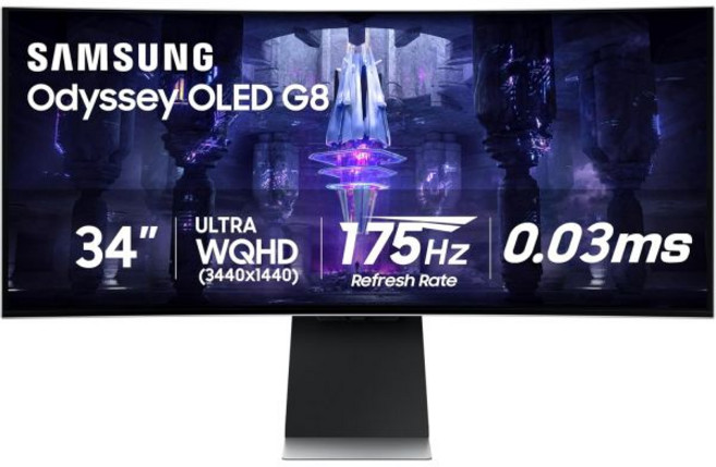 SAMSUNG삼성 34인치 오디세이 G85SB 시리즈 QDOLED 울트라 WQHD 커브드 게이밍 모니터 175Hz 0.03ms 디스플레이HDR True Black 400 AMD, 34-inch OLED G8_Curved | WQHD/, 1개, G8