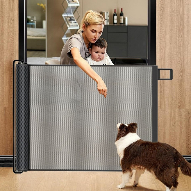 모가펫 슬라이딩 안전문 강아지 반려동물 매쉬 펜스 가림막, 1개, 블랙