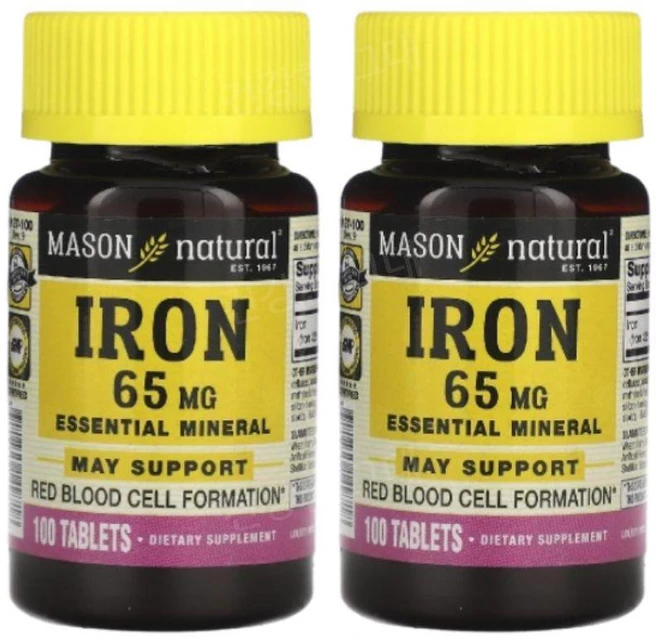 메이슨내추럴 철분 아이언 65mg 100정 2개 Iron - 쿠팡
