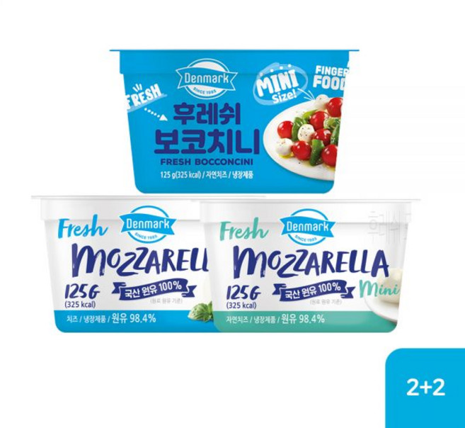 동원 덴마크 후레쉬 치즈 보코치니 2개 + 모짜렐라 미니/ 빅볼 2개 총 4개, 보코치니 2입 + 모짜렐라 빅볼 2입