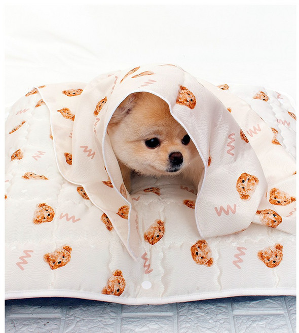 해피앤퍼피 시원한 강아지이불 20가지 디자인 강아지 고양이 여름 인견블랭킷 오가닉블랭킷 낮잠이불 담요, 떠블유곰(인견)