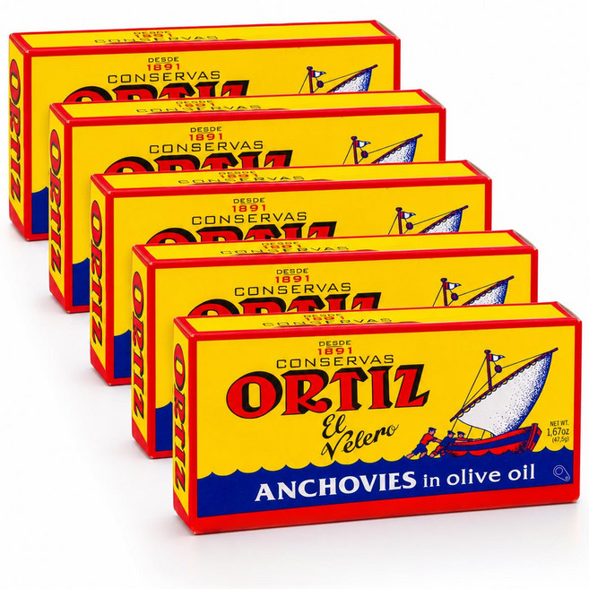 오르티즈 엑스트라 버진 올리브 오일 멸치 단단하고 버터 같 Ortiz Anchovies in Extra Virgin Olive Oil Firm Buttery Fillets wi, 47.63g, 1개
