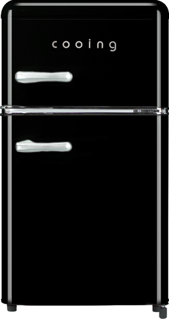쿠잉 레트로 2도어 80L 미니냉장고 REF-D85 소형 원룸 사무실 신혼 가정용 인테리어, REF-D85bk
